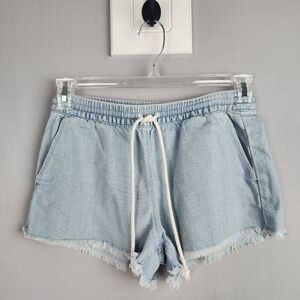 Aerie Jean Shorts Sz XS Drawstring Cutoff Fringe